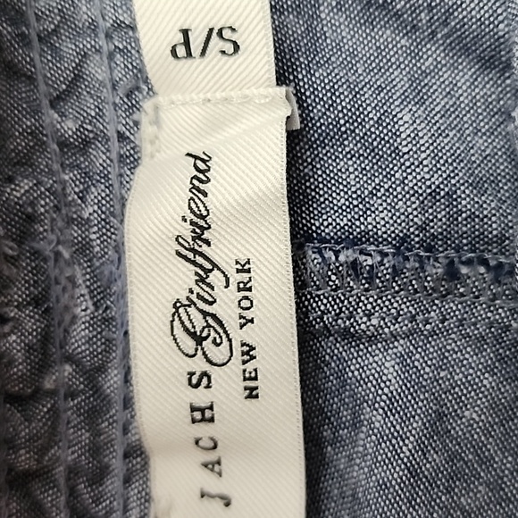 Jachs Girlfriend Blue Chambray Linen Blend Shorts Elasticized Waist Tie Sz Small - Picture 9 of 14